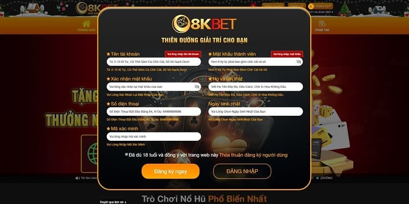 Các bước gia nhập Casino 8Kbet 